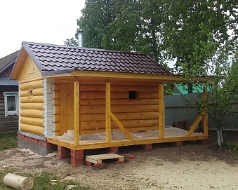Баня с выносом под веранду 20 м²