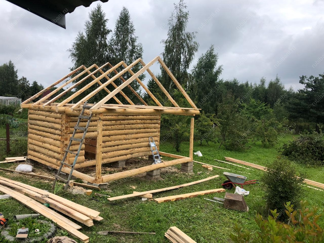 Баня из бревна 3 на 5 с террасой — фото 2 Баня из бревна 3 на 5 с террасой — фото 2