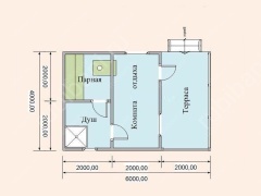 Баня из бруса 6×4 с террасой (Б-5), 24 м²