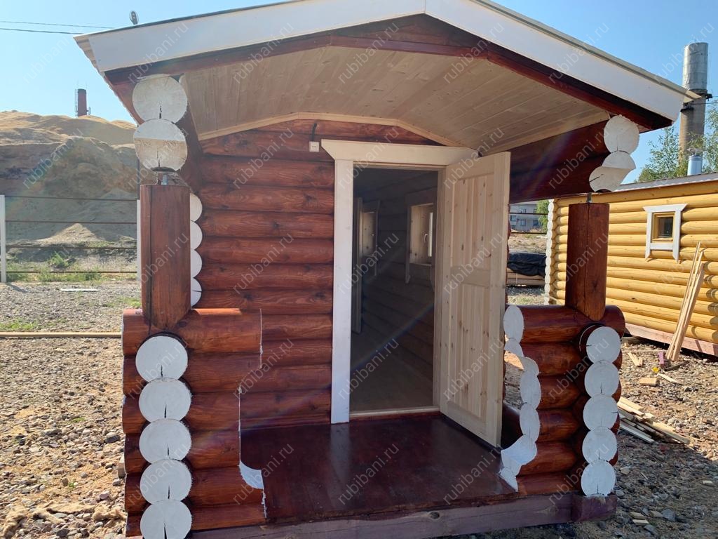 Баня из бревна 2 на 7 с крыльцом — фото 7 Баня из бревна 2 на 7 с крыльцом — фото 7