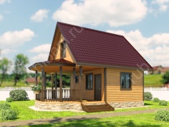 Баня из бруса 6×8 с террасой (Б-67), 68 м²
