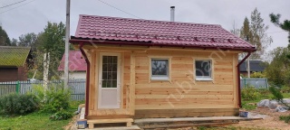Баня из бруса 6×4 с крыльцом (Б-22), 24 м²