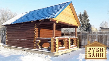 Баня с верандой под одной крышей 30 м²
