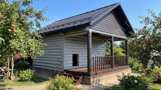 Баня 6×6 м с открытой террасой, 48 м²
