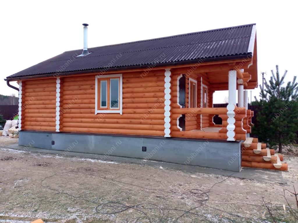 Баня из оцилиндрованного бревна под ключ 5,5 на 8,5 — фото 2 Баня из оцилиндрованного бревна под ключ 5,5 на 8,5 — фото 2