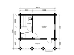 Баня из бревна 5.5×5.5 м (ББ-2), 30.25 м²