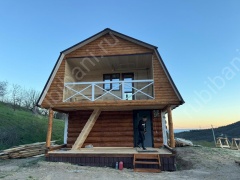 Дом-баня 6×8 с террасой и балконом, 48 м²