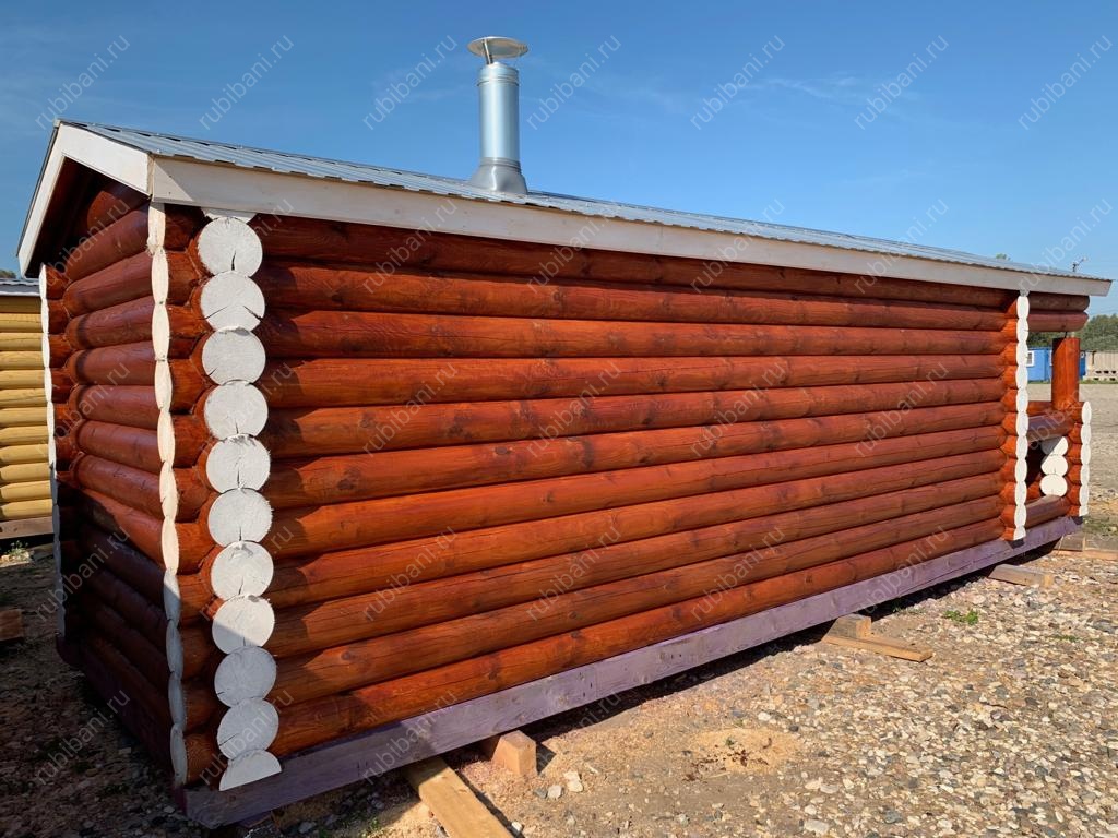 Баня из бревна 2 на 7 с крыльцом — фото 5 Баня из бревна 2 на 7 с крыльцом — фото 5