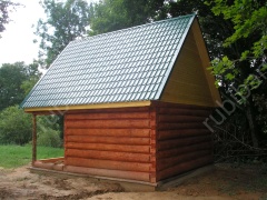 Баня 5×3 с террасой и мансардой, 25 м²