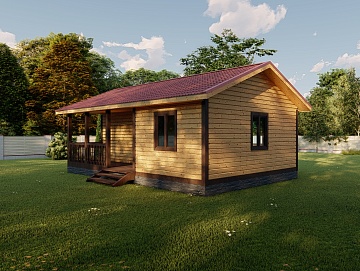 Баня из профилированного бруса с террасой (БН-92) 54 м²