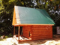 Баня 5×3 с террасой и мансардой, 25 м²