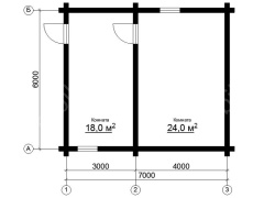 Дом 6×7 м в лапу, 42 м²