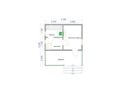 Баня из бруса 5×5 (Б-152), 25 м²
