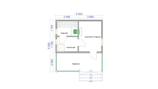 Баня из бруса 5×5 (Б-152), 25 м²