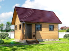 Баня из бруса 6×4 с крыльцом (Б-22), 24 м²