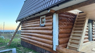 Дом-баня 6×8 с террасой и балконом, 48 м²