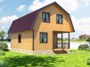 Баня 6 на 9 с террасой и мансардой (БН-24) 54 м²