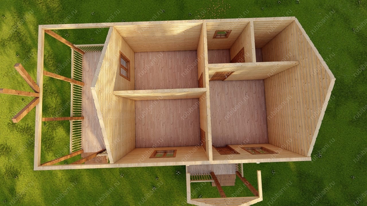 Баня из бруса 6 на 8.5 с террасой — фото 9 Баня из бруса 6 на 8.5 с террасой — фото 9