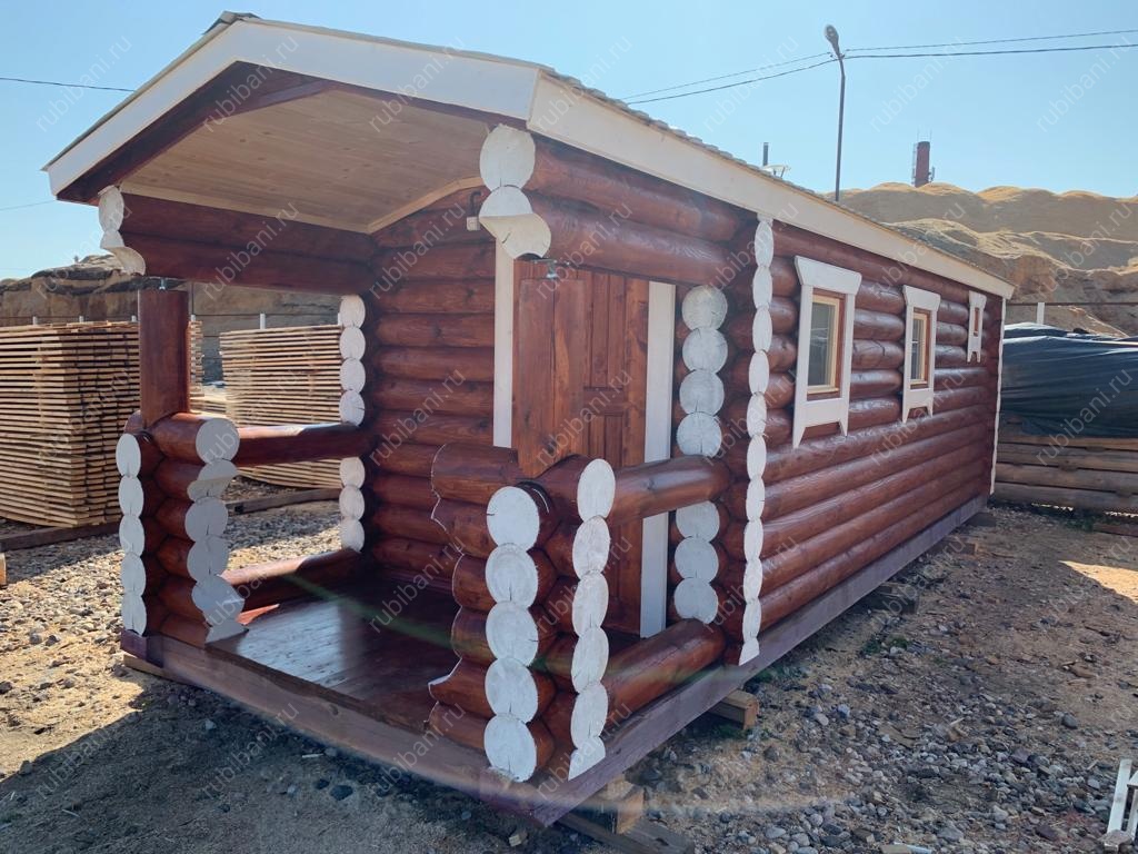 Баня из бревна 2 на 7 с крыльцом — фото 2 Баня из бревна 2 на 7 с крыльцом — фото 2