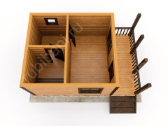 Баня из бруса 6×4 с террасой (Б-5), 24 м²