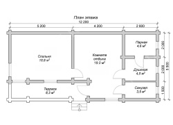 Баня из бревна 5.5×12.2 (ББ-16), 67.1 м²