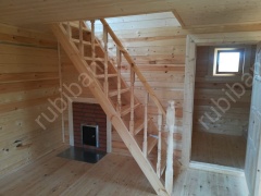 Баня из бруса 6×4 с террасой и балконом (Б-3), 24 м²