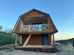 Дом-баня 6×8 с террасой и балконом, 48 м²
