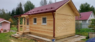 Баня из бруса 6×4 с крыльцом (Б-22), 24 м²