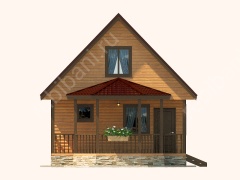 Баня из бруса 6×8 с террасой (Б-67), 68 м²