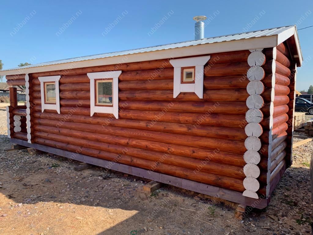 Баня из бревна 2 на 7 с крыльцом — фото 6 Баня из бревна 2 на 7 с крыльцом — фото 6